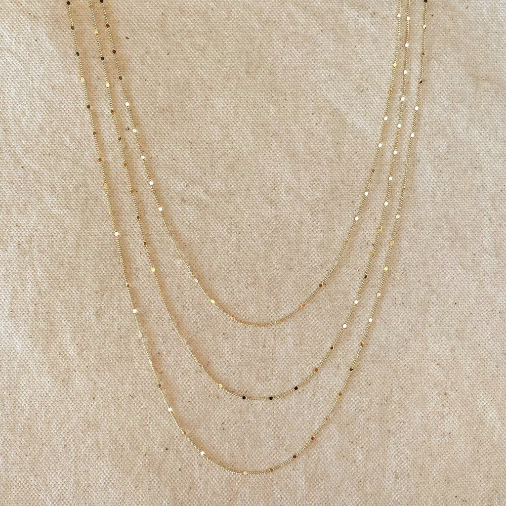 Curb chain with embossed details (1 mm, 45 cm) • 18k Gold Filled