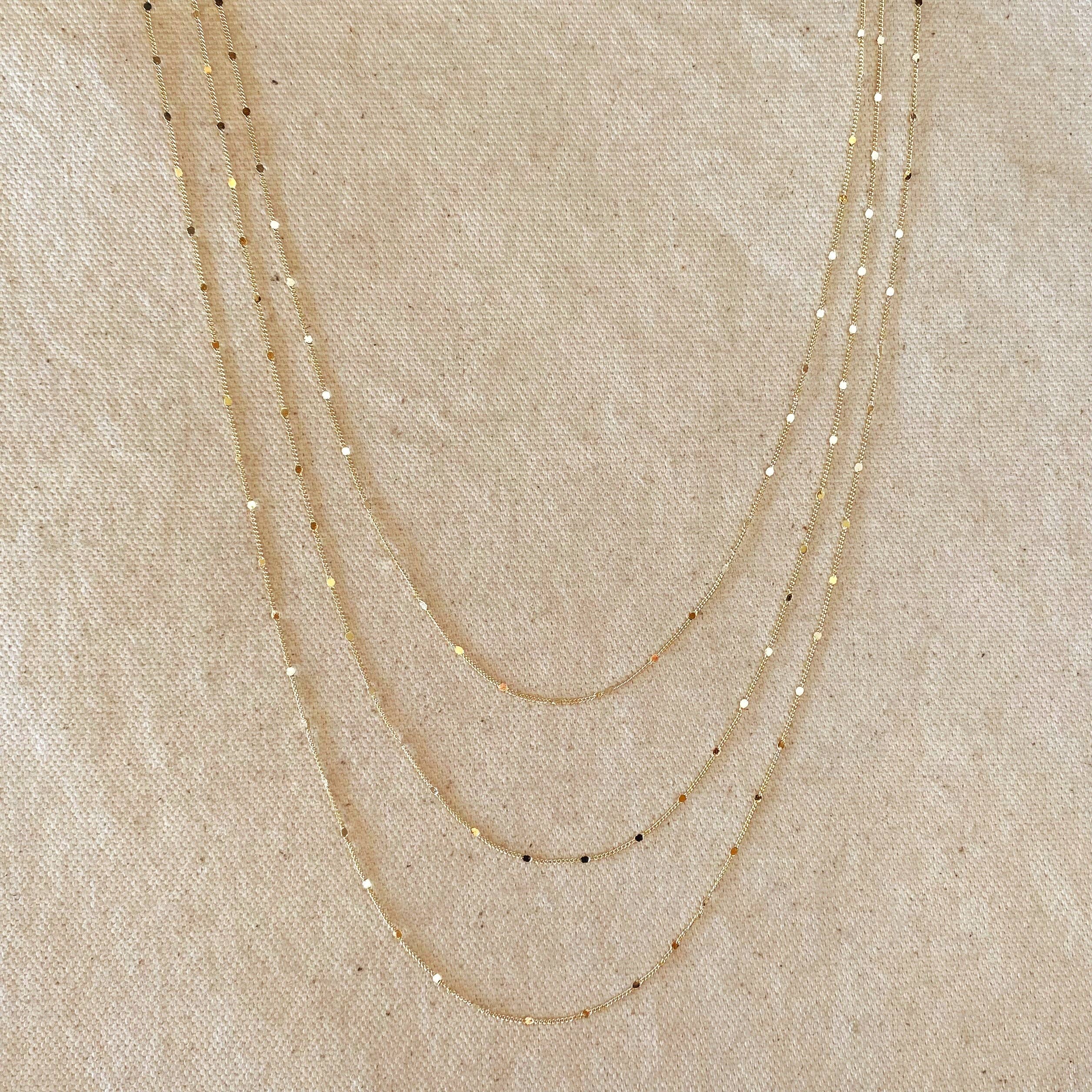 Curb chain with embossed details (1 mm, 45 cm) • 18k Gold Filled