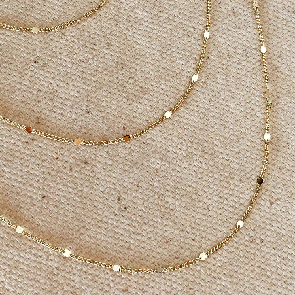 Curb chain with embossed details (1 mm, 45 cm) • 18k Gold Filled