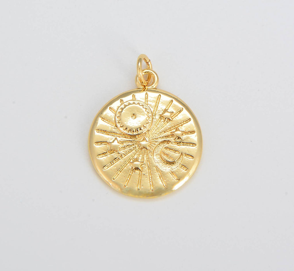 Sun, Moon and Star Medallion • 18k Gold Filled