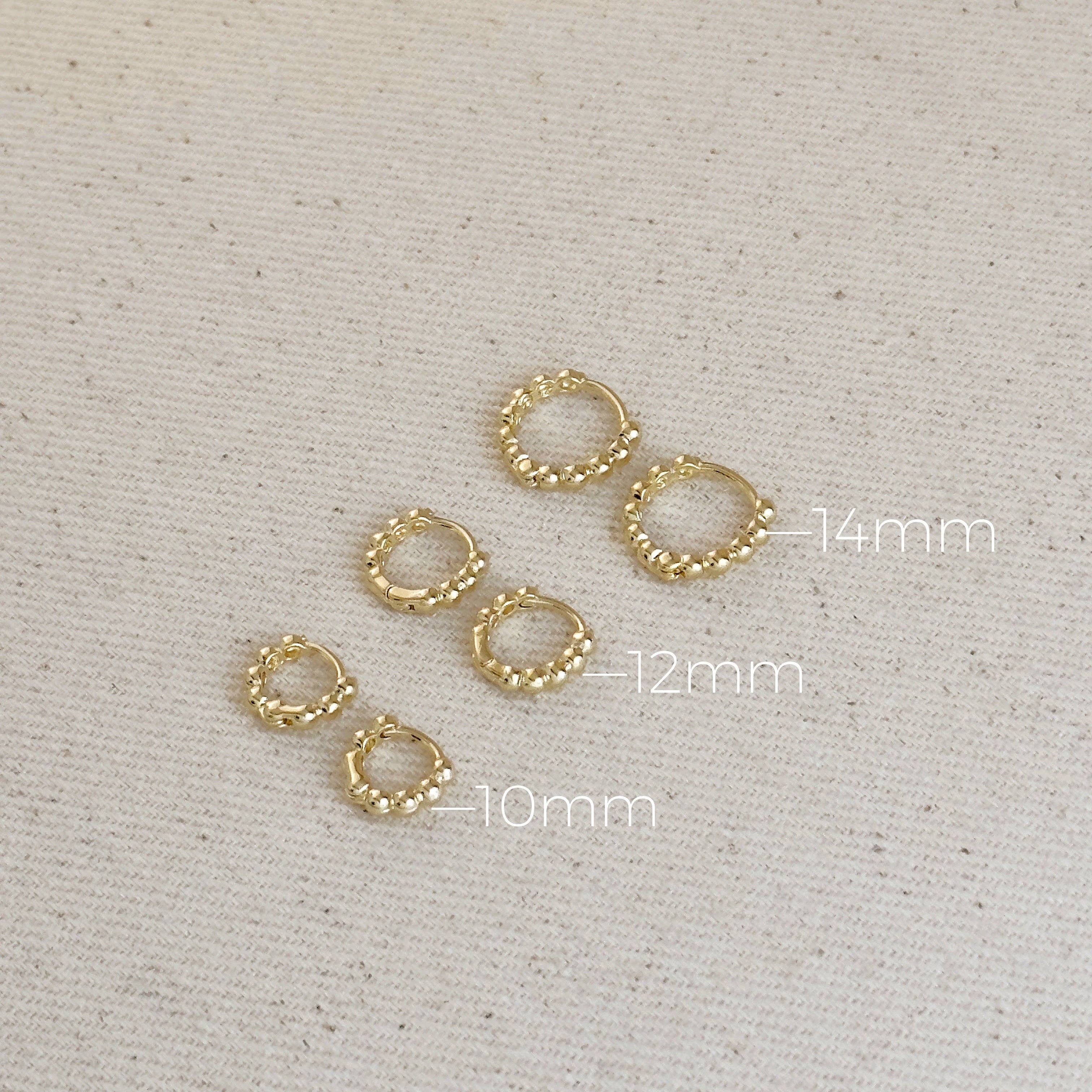 Mini clicker hoop earrings with tiny beads • 18k Gold Filled