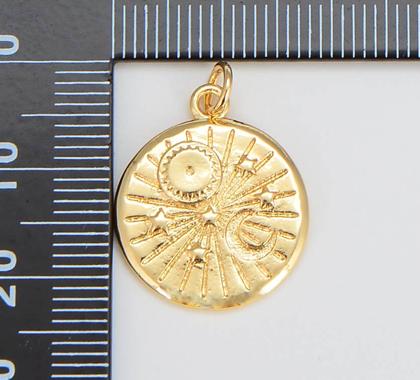 Sun, Moon and Star Medallion • 18k Gold Filled