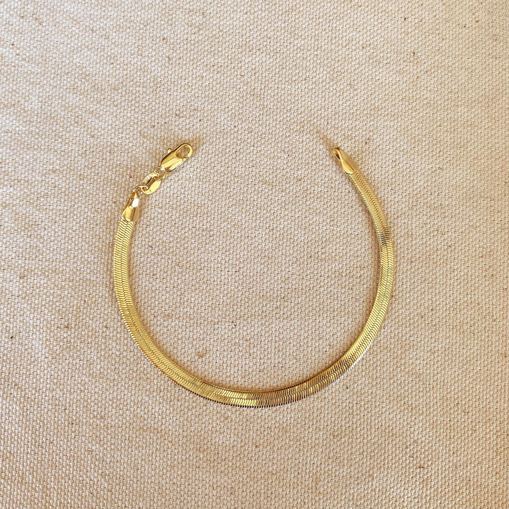 Classic herringbone bracelet (4 mm) • 18k Gold Filled