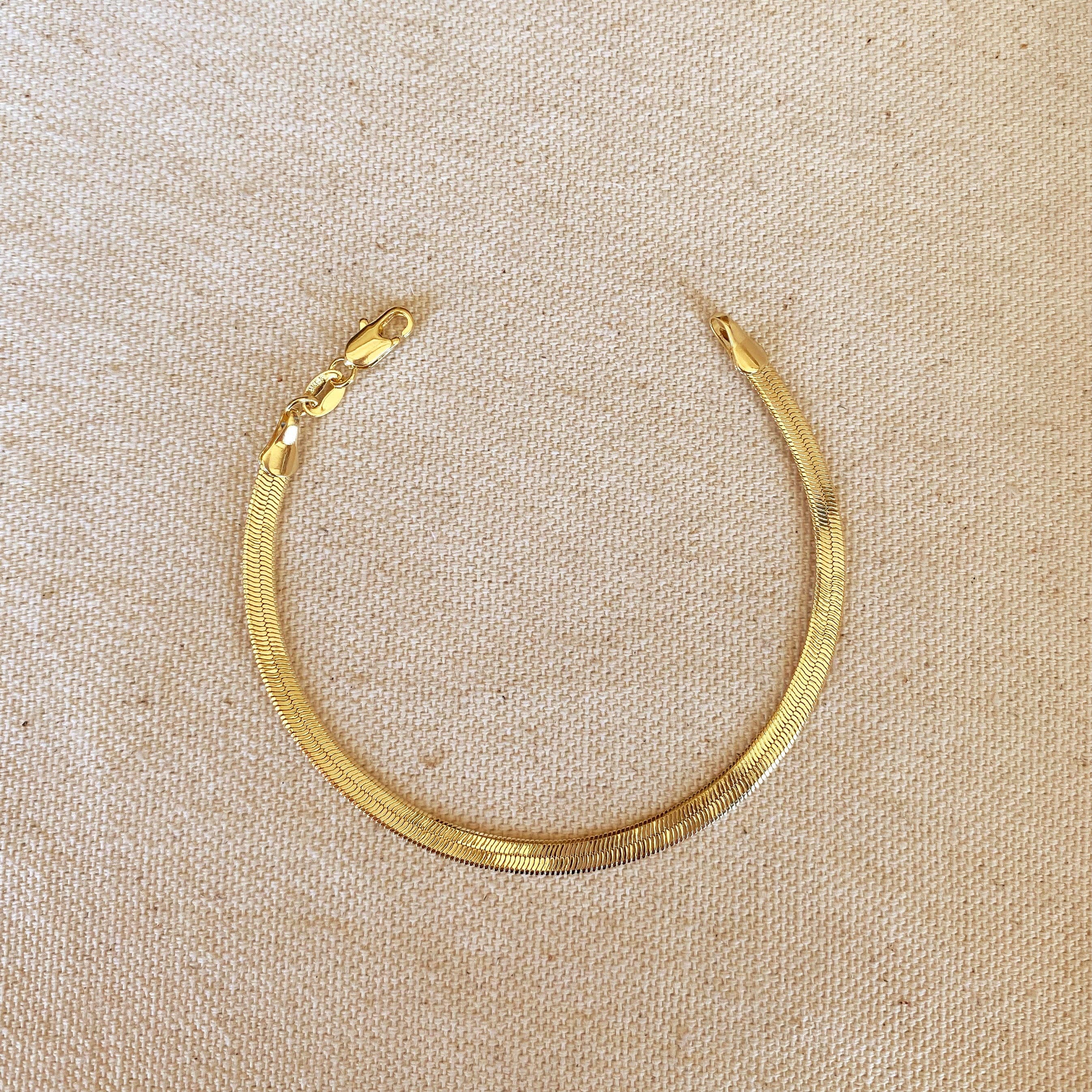 Classic herringbone bracelet (4 mm) • 18k Gold Filled