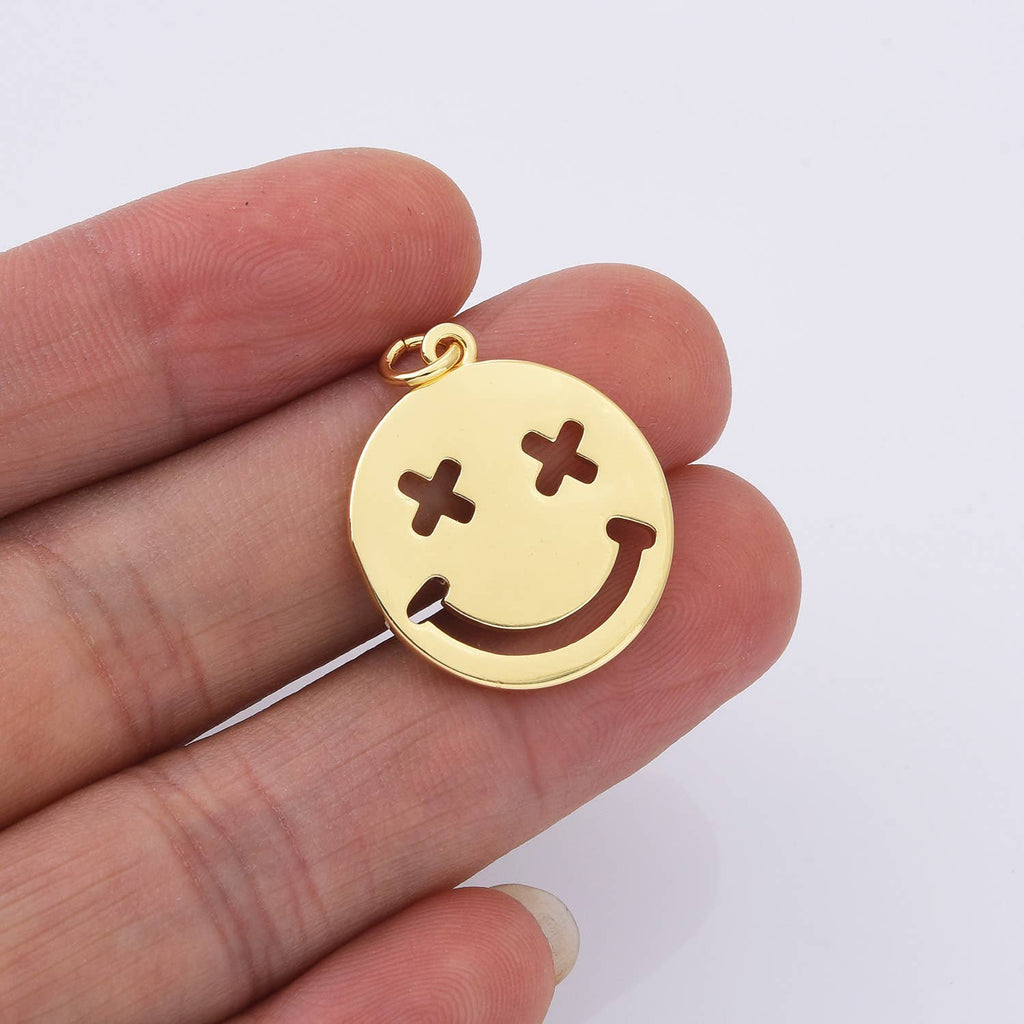 Smiley face 'emoji' pendant • 18k Gold Filled