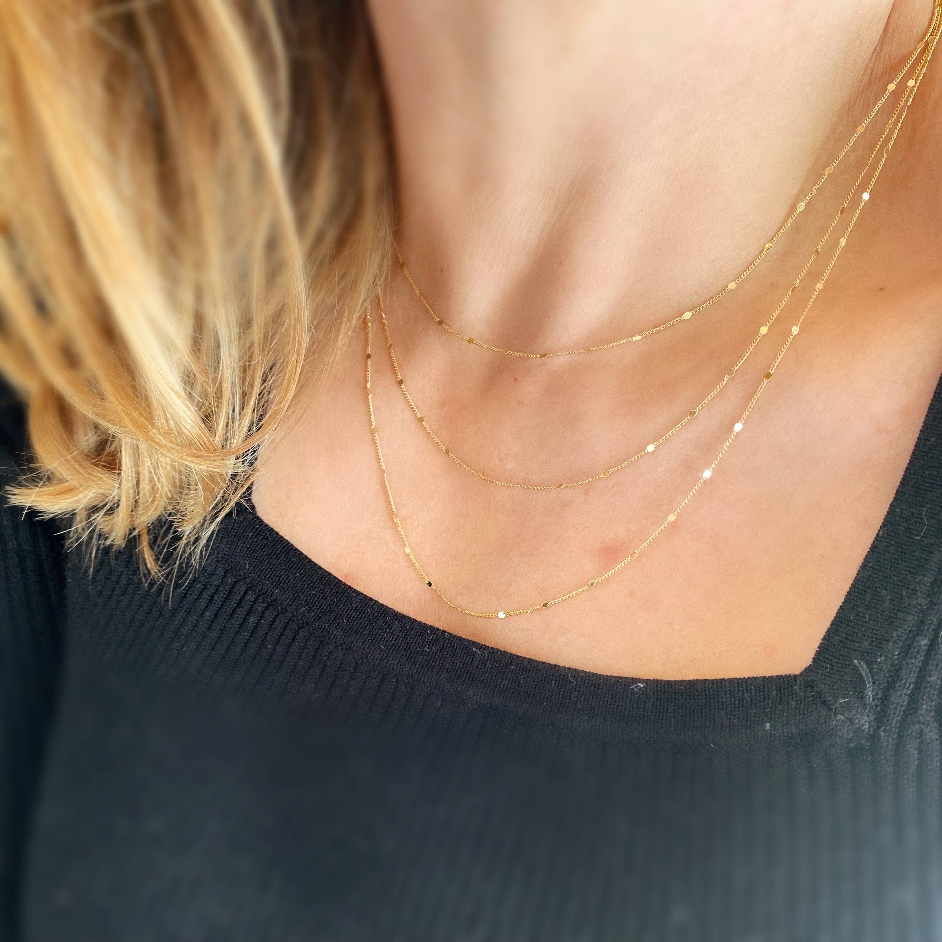 Curb chain with embossed details (1 mm, 45 cm) • 18k Gold Filled
