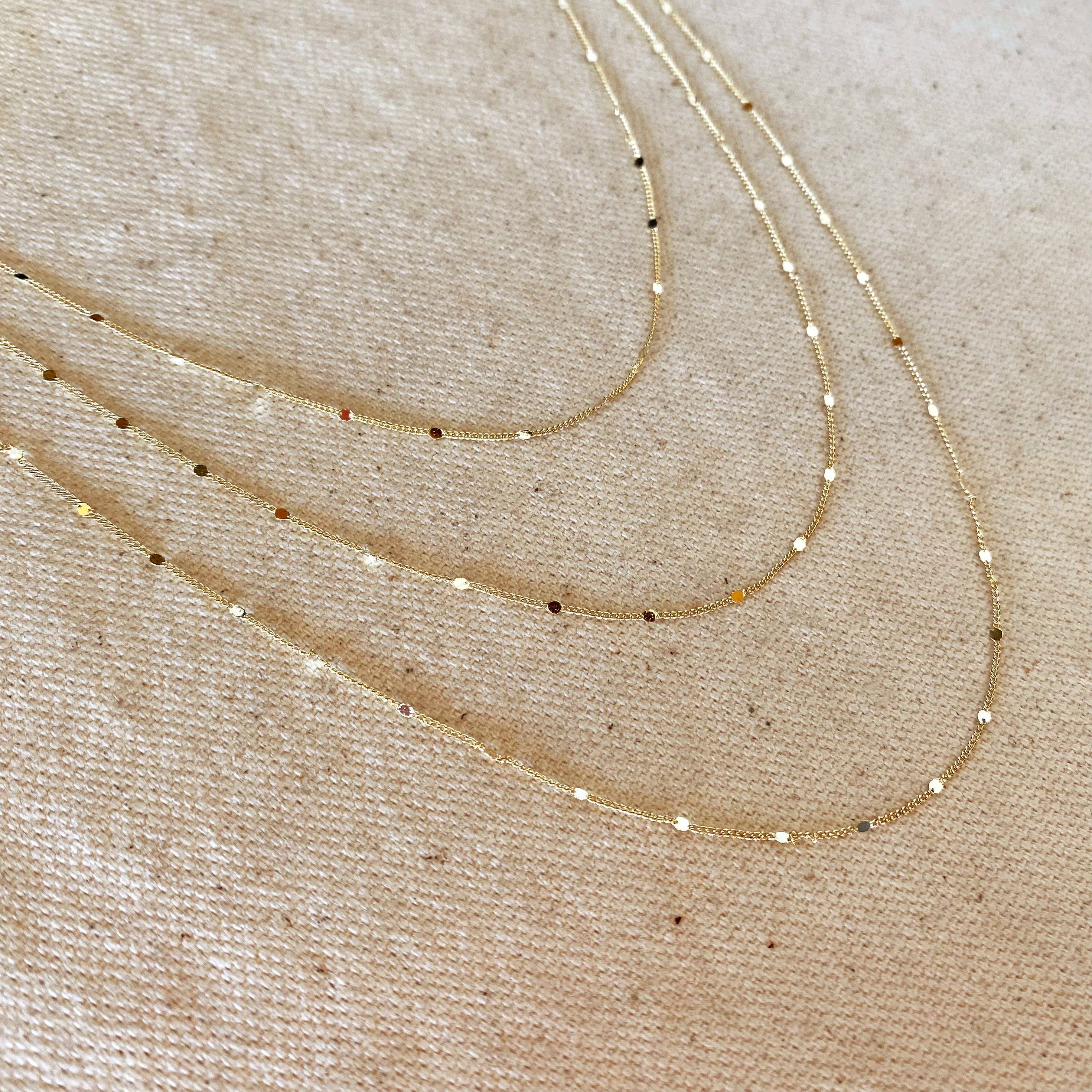 Curb chain with embossed details (1 mm, 45 cm) • 18k Gold Filled