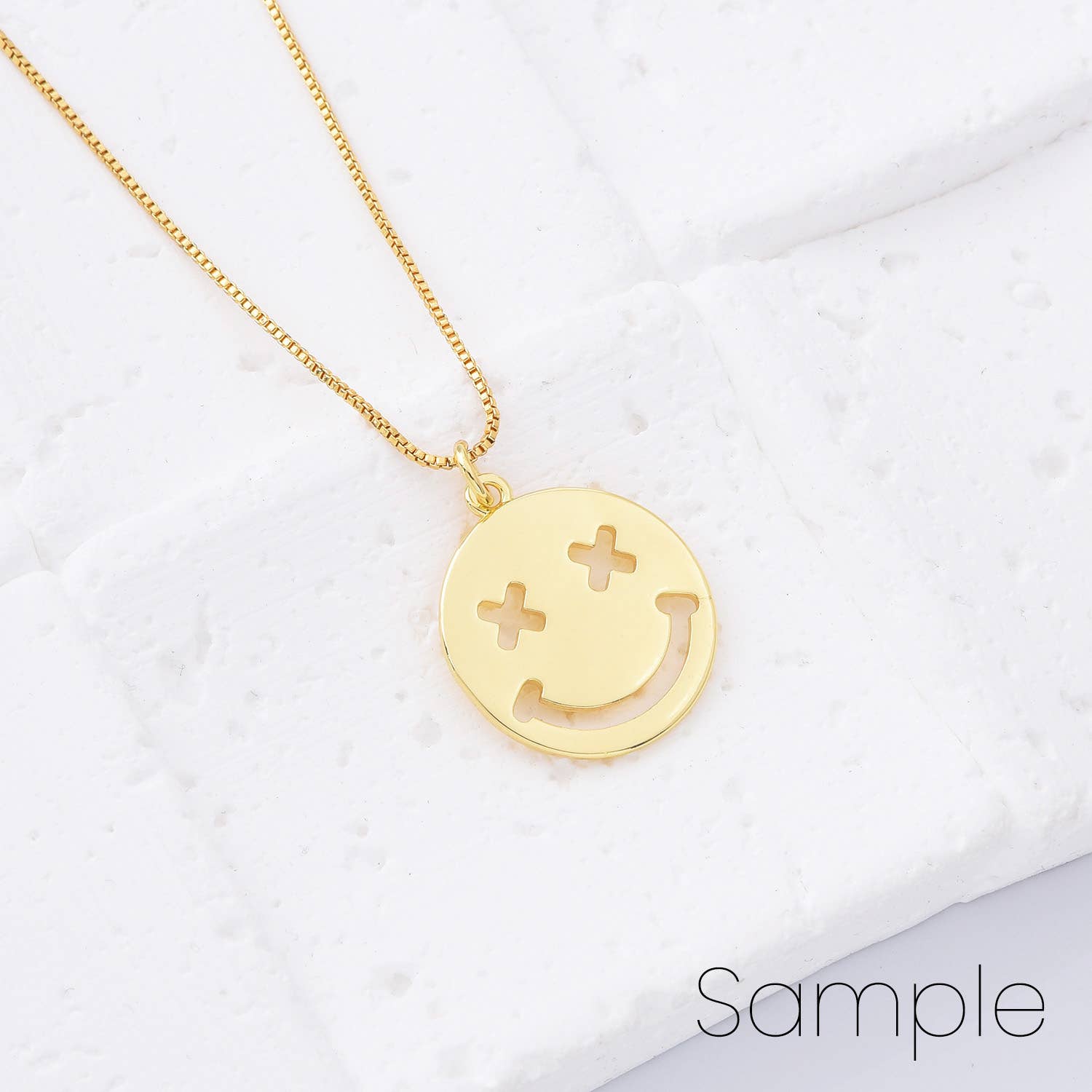 Smiley face 'emoji' pendant • 18k Gold Filled
