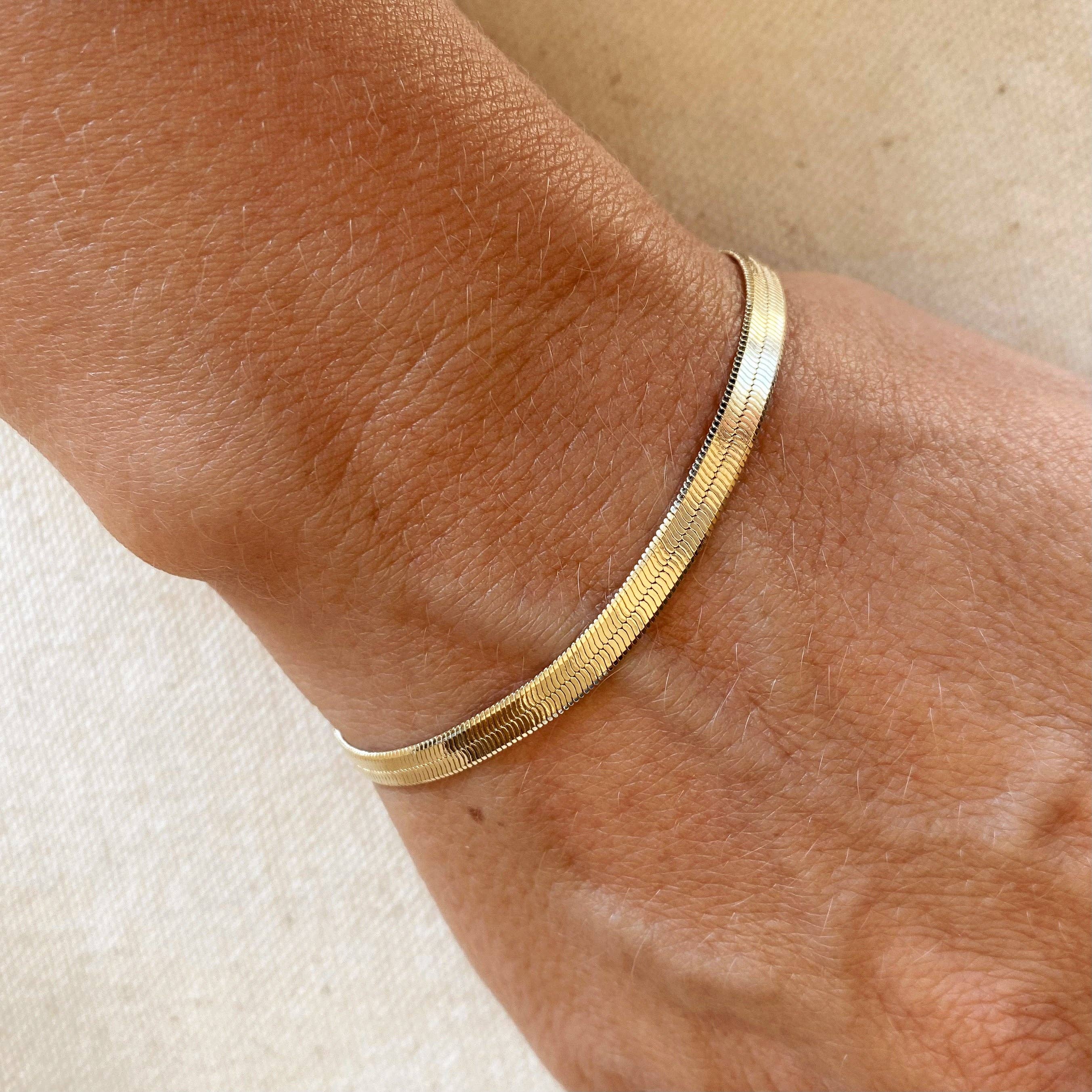 Classic herringbone bracelet (4 mm) • 18k Gold Filled