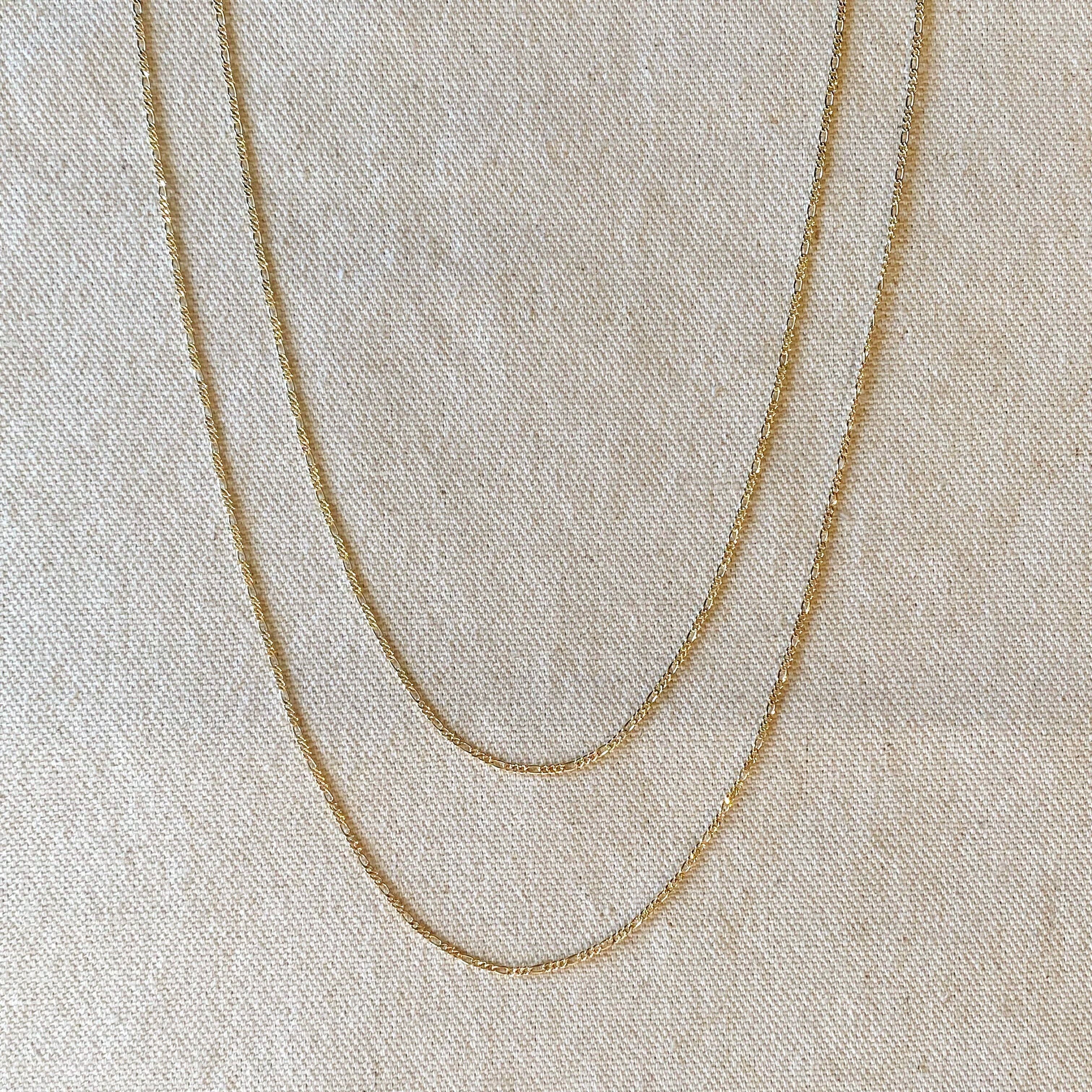 Thin Figaro Chain (45 cm) • 18k Gold Filled