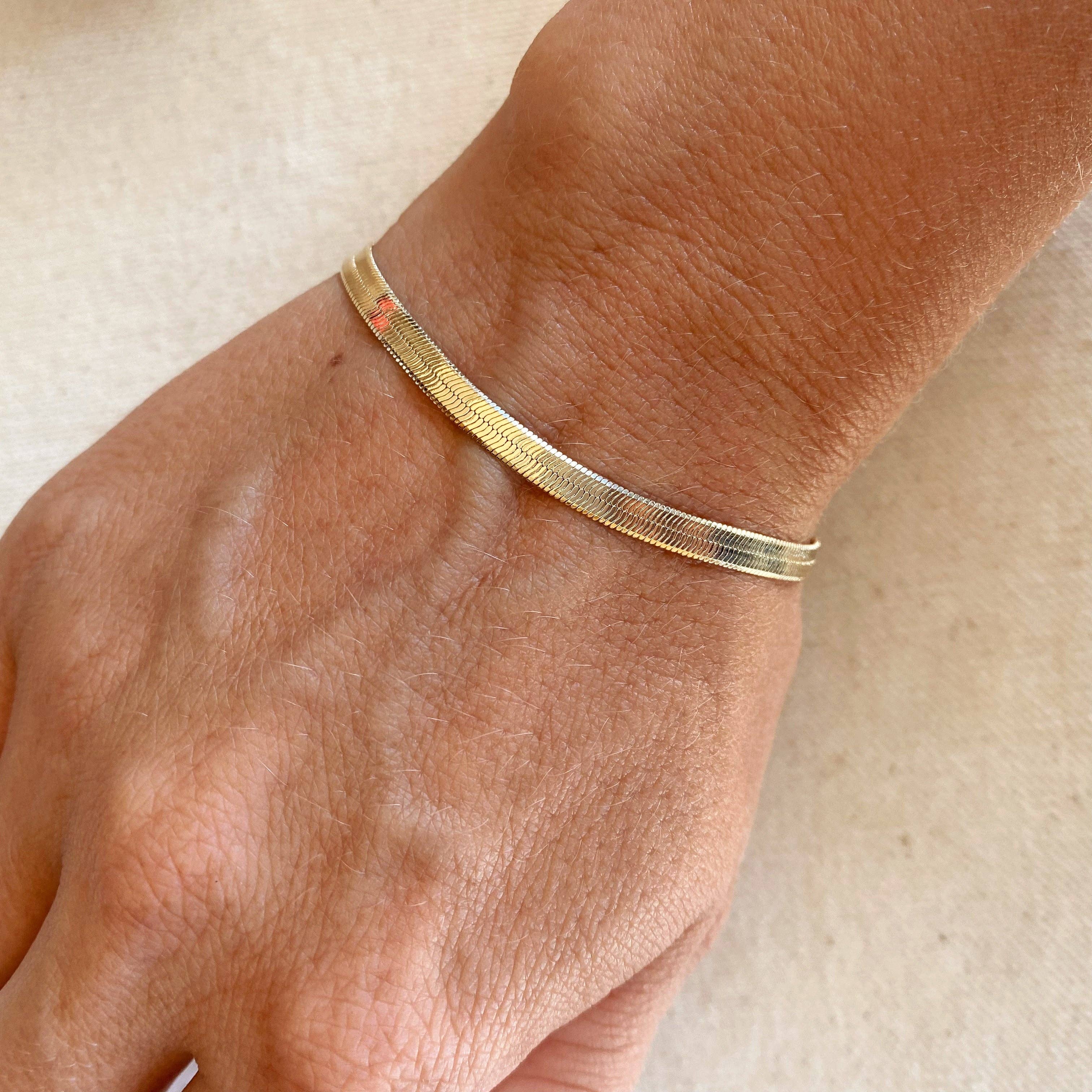 Classic herringbone bracelet (4 mm) • 18k Gold Filled