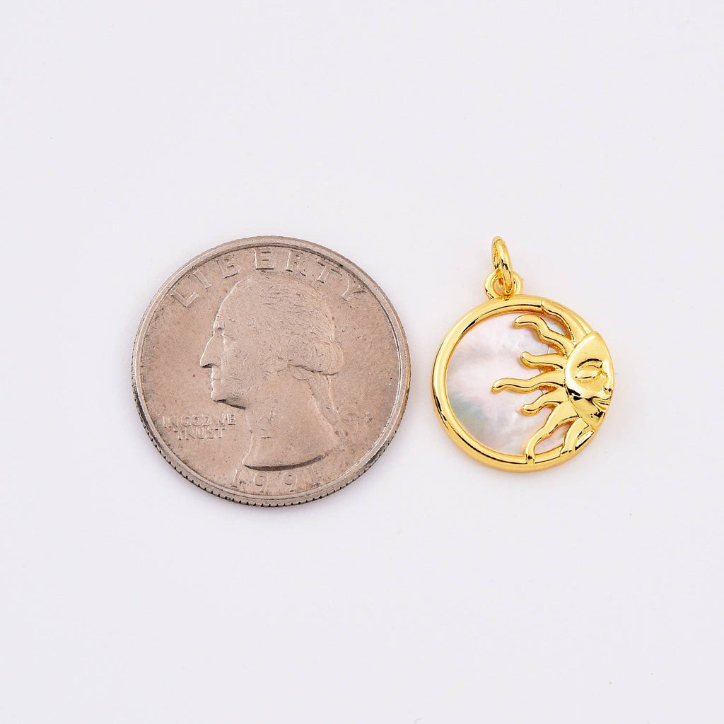 Sun with pearl insert • 18k Gold Filled