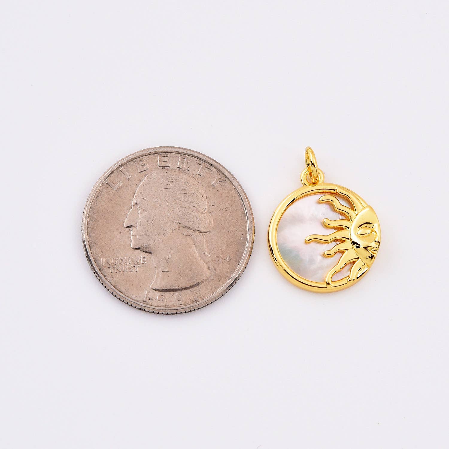 Sun with pearl insert • 18k Gold Filled
