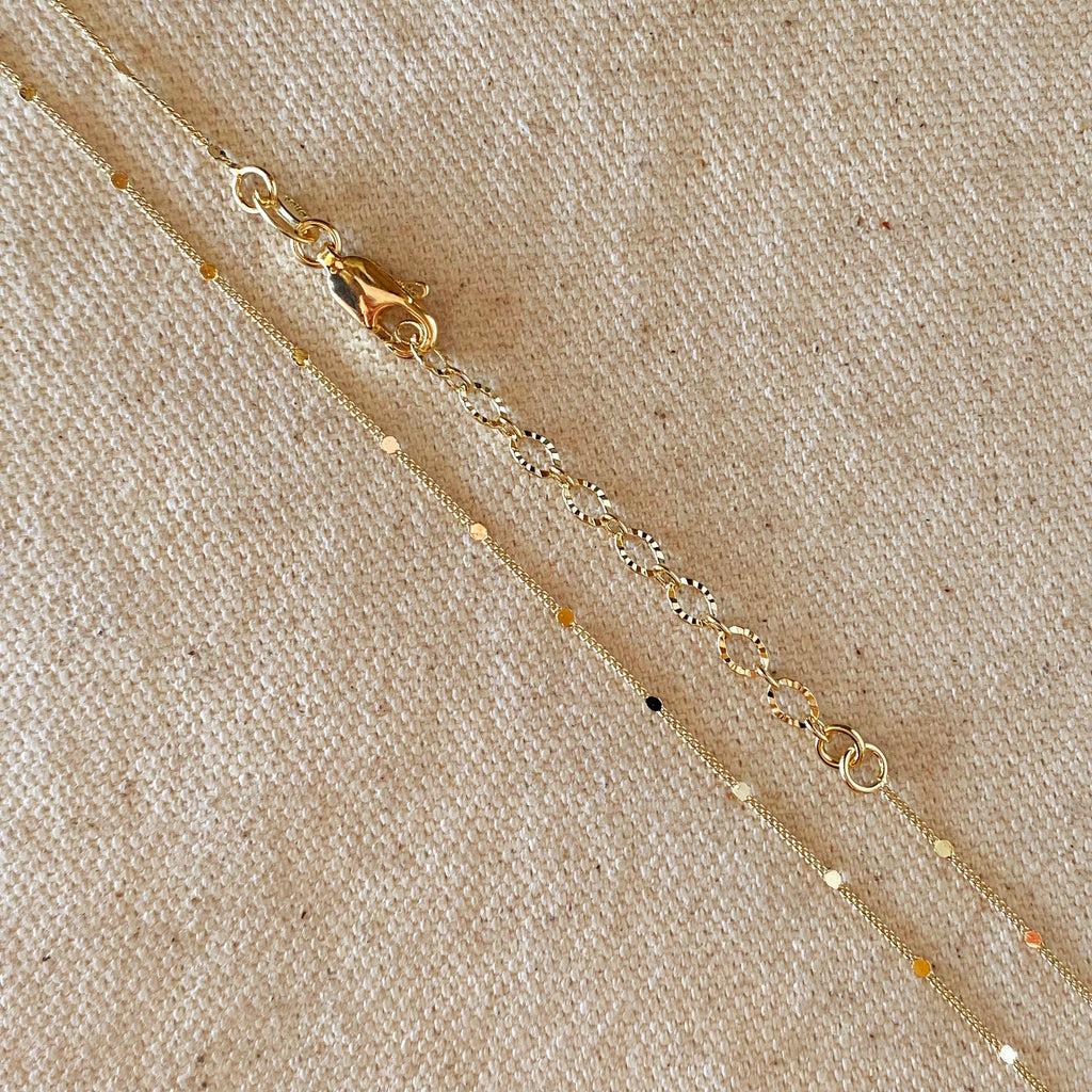 Curb chain with embossed details (1 mm, 45 cm) • 18k Gold Filled