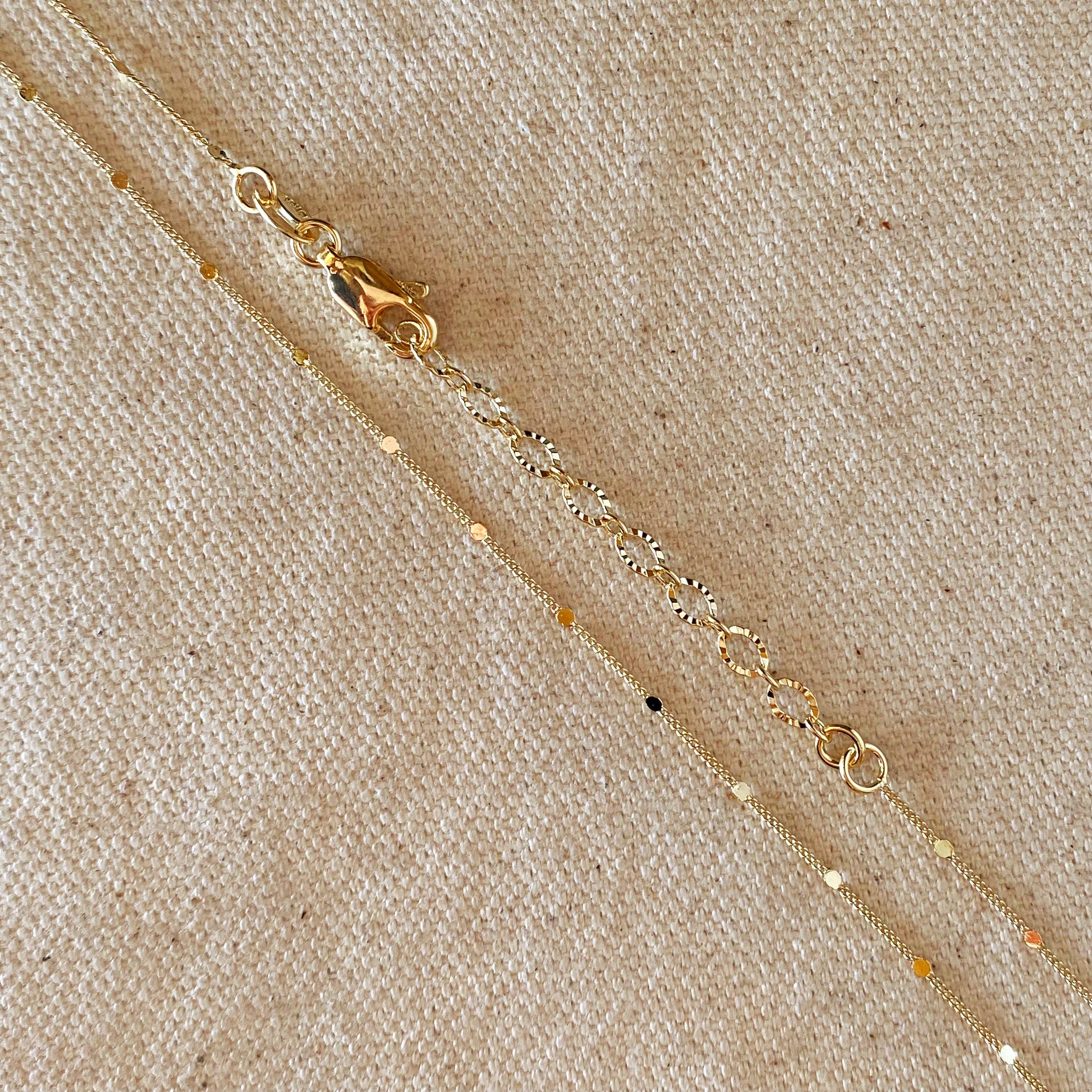Curb chain with embossed details (1 mm, 45 cm) • 18k Gold Filled