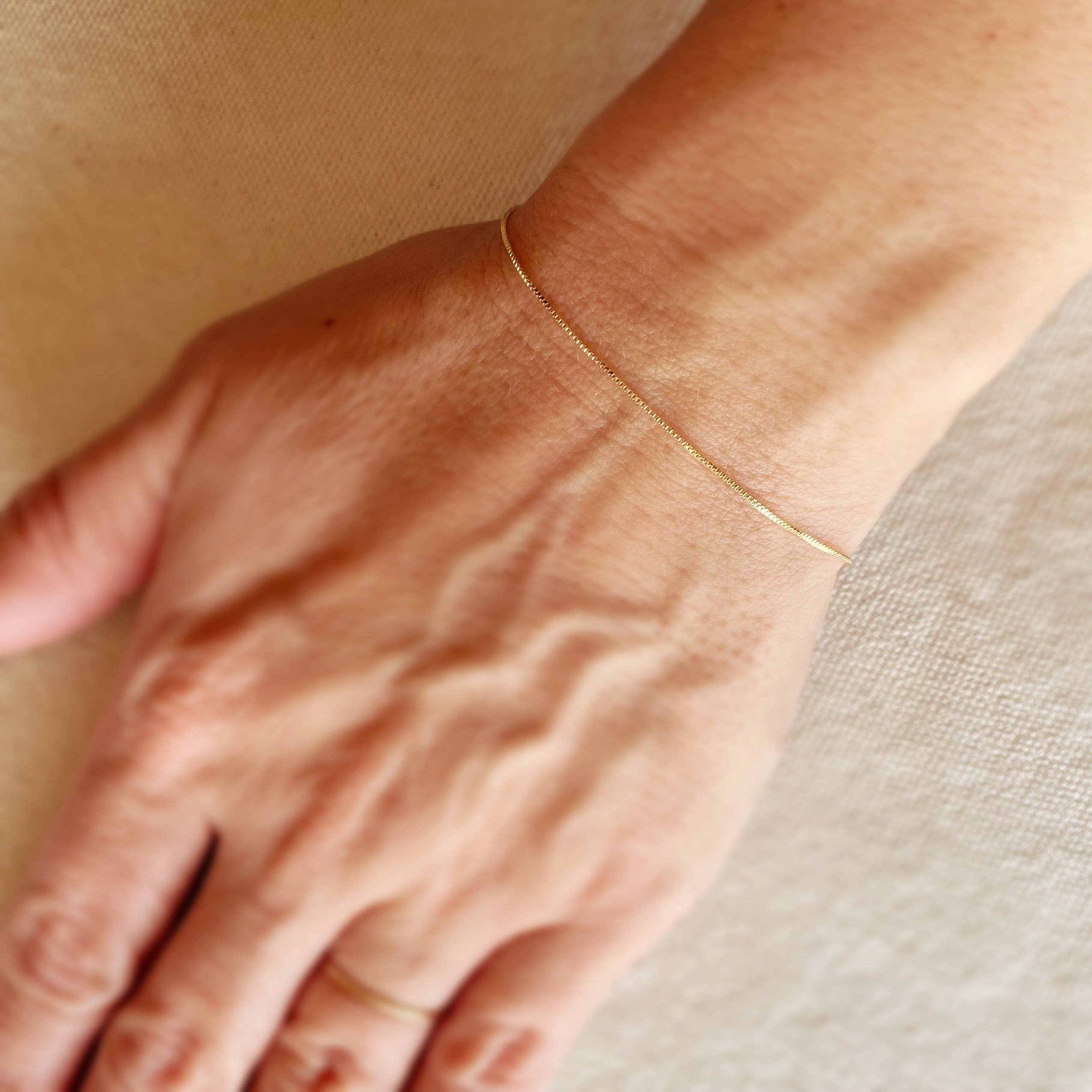 Zapestnica Box Chain 0,5 mm • 18k Gold Filled