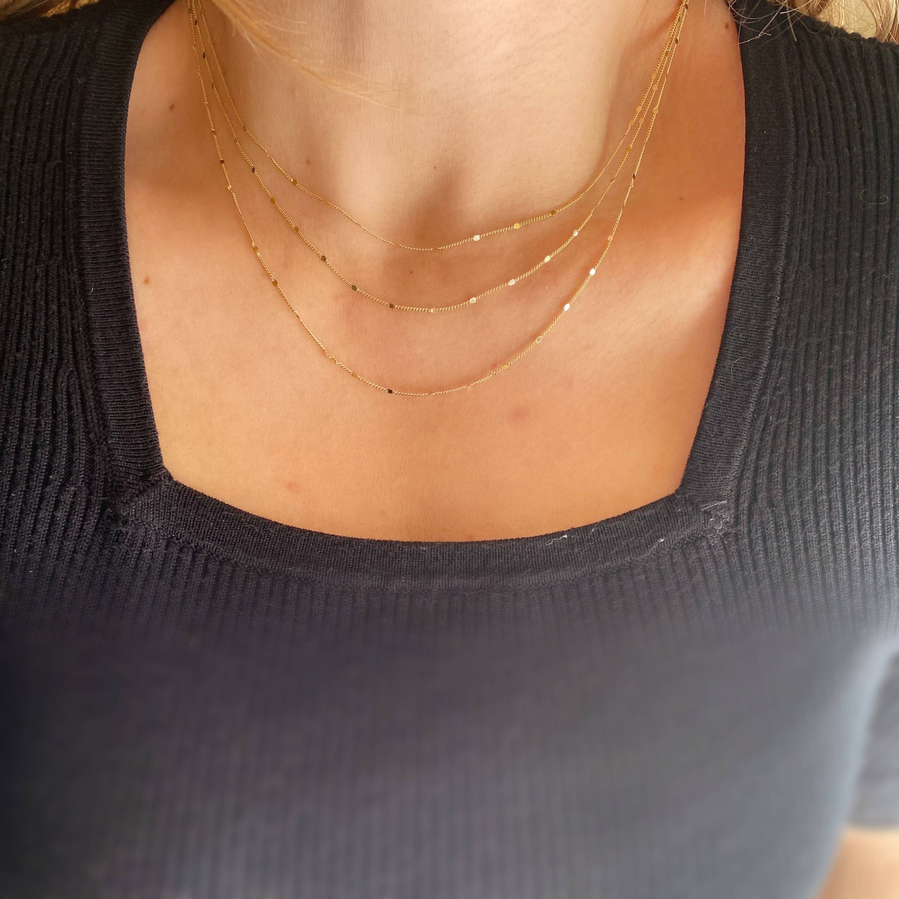 Curb chain with embossed details (1 mm, 45 cm) • 18k Gold Filled